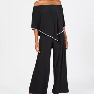 MSK Black Rhinestone Trim Jumpsuit - Size Medium